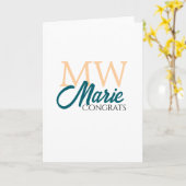 Congrats graduation monogram orange blue 20XX year Kaart (Gele Bloem)