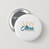 Congrats graduation monogram orange blue 20XX year Ronde Button 5,7 Cm (Voorkant /achterkant)