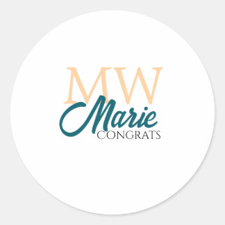 Congrats graduation monogram orange blue 20XX year Ronde Sticker