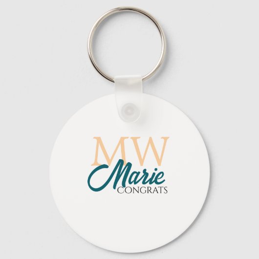 Congrats graduation monogram orange blue 20XX year Sleutelhanger (Voorkant)