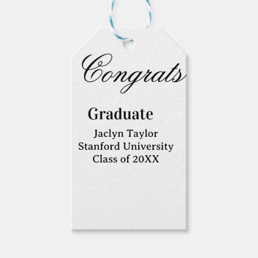 Congrats graduation name university name class of  cadeaulabel (Voorkant)