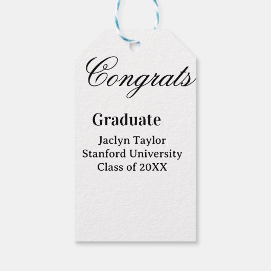 Congrats graduation name university name class of  cadeaulabel (Achterkant)