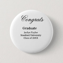 Congrats graduation name university name class of  ronde button 5,7 cm