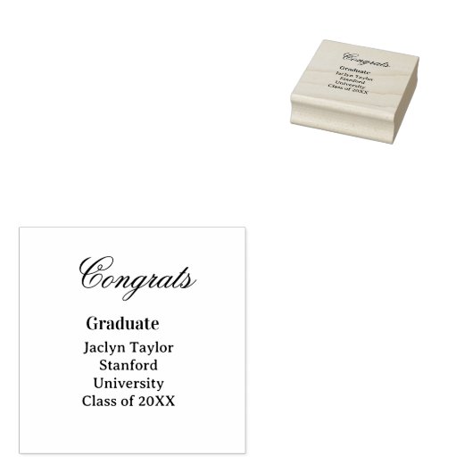Congrats graduation name university name class of  rubberstempel (Gestempeld)