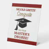 Congrats! Master's Degree Graduation Reclamebord Met Voetstuk (Voorkant)