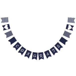 Congrats Navy and White Preppy Bunting Vlaggetjes