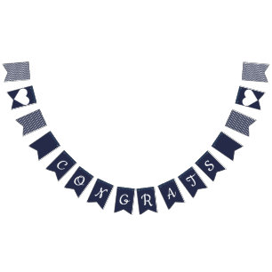 Congrats Navy Glitter Preppy Bunting Vlaggetjes