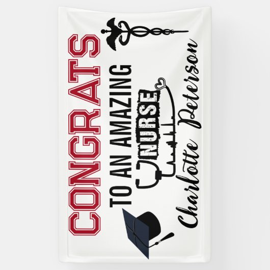 Congrats Nurse Afstuderen Spandoek (Verticaal)