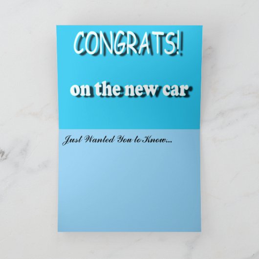 CONGRATS OP de NIEUWE AUTO, Kaart (Binnen)