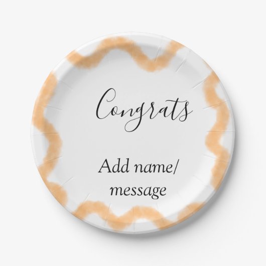 Congrats orange spiral Spanish border boho retro n Papieren Bordje (Voorkant)
