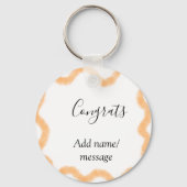 Congrats orange spiral Spanish border boho retro n Sleutelhanger (Achterkant)