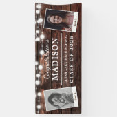 Congrats Rustic Wood String Lights Afstudeerder 2  Spandoek (Verticaal)