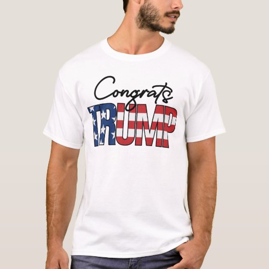 Congrats Trump Amerikaanse vlag T-shirt (Voorkant)