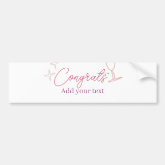congrats wine glass stars pink pastel bold retro g bumpersticker