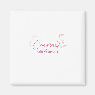 congrats wine glass stars pink pastel bold retro g magneet