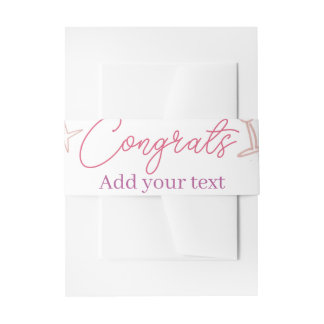 congrats wine glass stars pink pastel bold retro g uitnodigingen wikkel