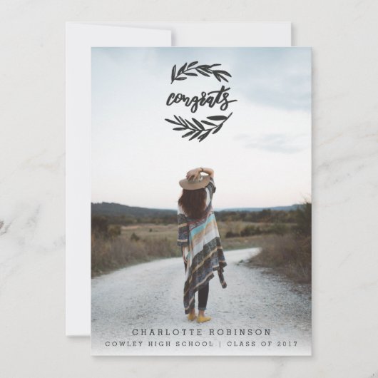 CONGRATS WREATH PORTRAIT-BLACK EN WHITE KAART (Voorkant)