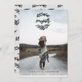 CONGRATS WREATH PORTRAIT-BLACK EN WHITE KAART (Voorkant / Achterkant)