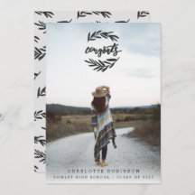 CONGRATS WREATH PORTRAIT-BLACK EN WHITE