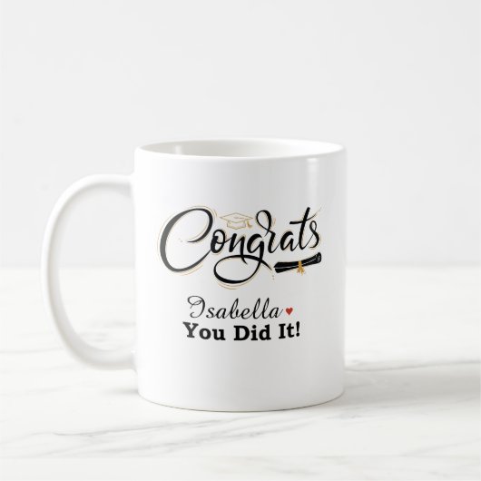 Congrats You Did It Graduate Custom Name Coffee Mu Koffiemok (Links)