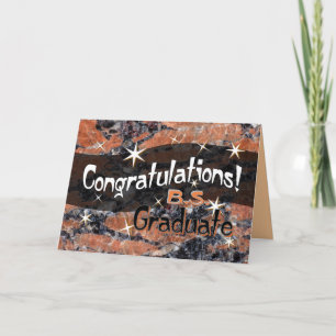 Congratulatie B.S. Graduate Orange and Black Kaart
