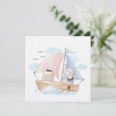 CONGRATULATIE: BOAT MET ELEPHANT EN BABY (Staand voorkant)