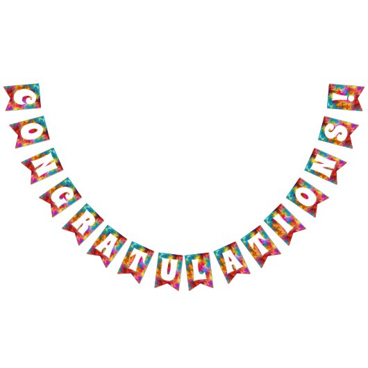 CONGRATULATIE CONGRATS COLORFUL RAINBOW VLAGGETJES (Alle)