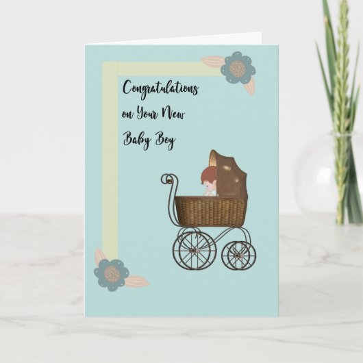 Congratulatiekaart voor nieuwe babyjongen kaart (Voorkant)