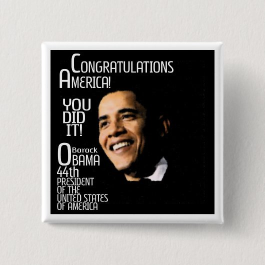 CONGRATULATIES AMERIKA VIERKANTE BUTTON 5,1 CM (Voorkant)