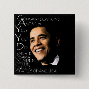 CONGRATULATIES AMERIKA VIERKANTE BUTTON 5,1 CM
