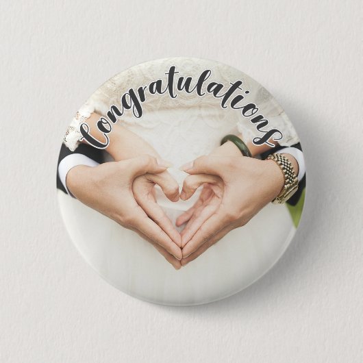 CONGRATULATIES Grijze OVERLADTEKST Foto Button Pin (Voorkant)