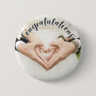 CONGRATULATIES Grijze OVERLADTEKST Foto Button Pin
