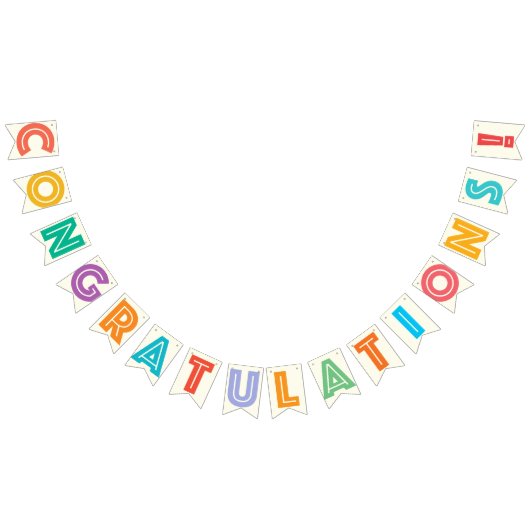 CONGRATULATIES - IVORY WHITE & MULTICOLOR TEKST VLAGGETJES (Alle)