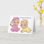 "CONGRATULATIES OP TWEE DAGTERS GEBOORTES" KAART (Gele Bloem)