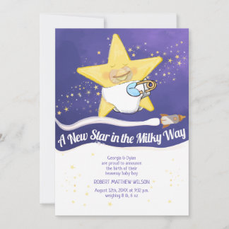 Congratulation New Baby Flat Announcement Card Aankondiging