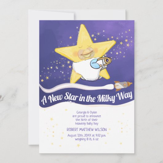 Congratulation New Baby Flat Announcement Card Aankondiging (Voorkant)