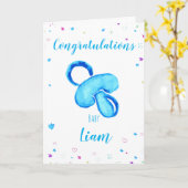 Congratulations a baby boy customizable names kaart (Gele Bloem)