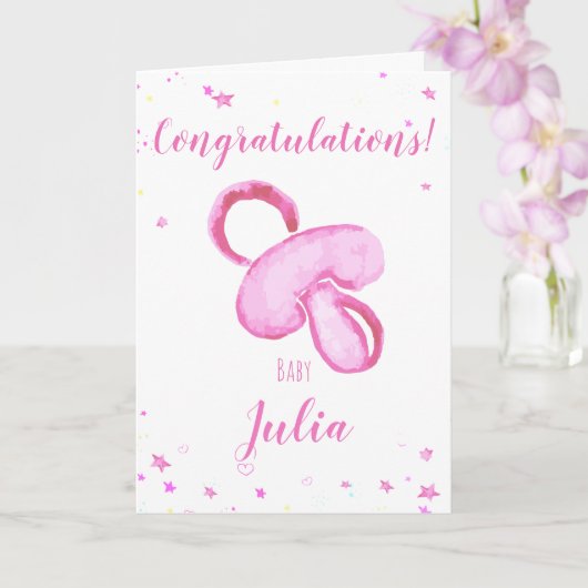 Congratulations a baby girl customizable names kaart (Orchidee)