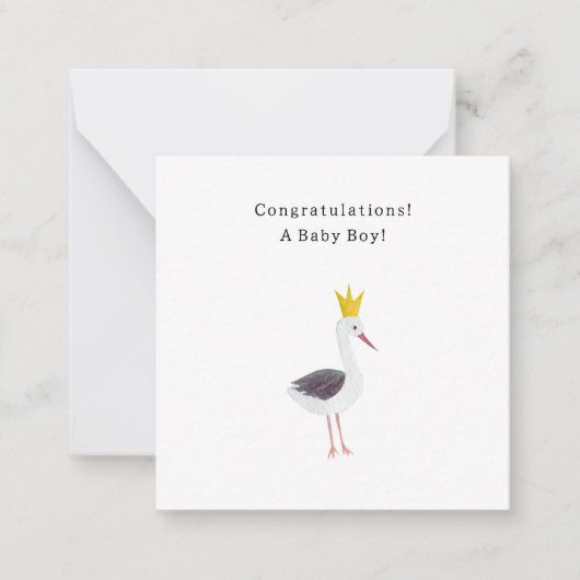 Congratulations Baby Boy Newborn Birth Stork Card Notitiekaartje (Voorkant)