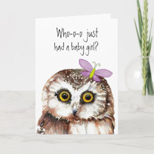 Congratulations Baby Girl Cute Owl Humor Kaart