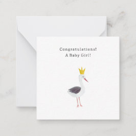 Congratulations Baby Girl Newborn Birth Stork Card Notitiekaartje