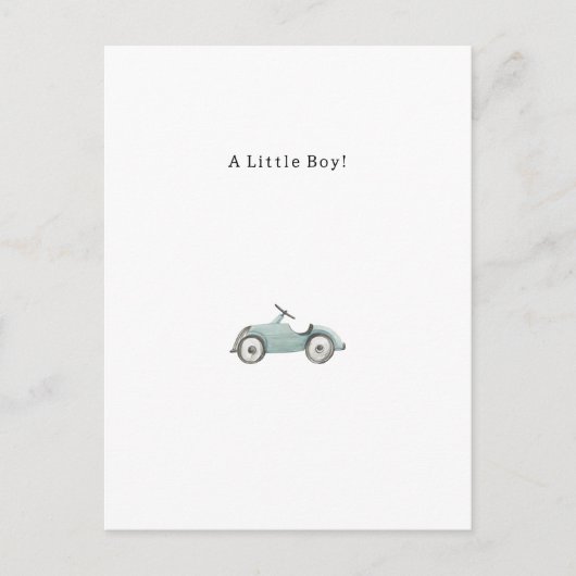 Congratulations Blue Car New Baby Birth Card Briefkaart (Voorkant)