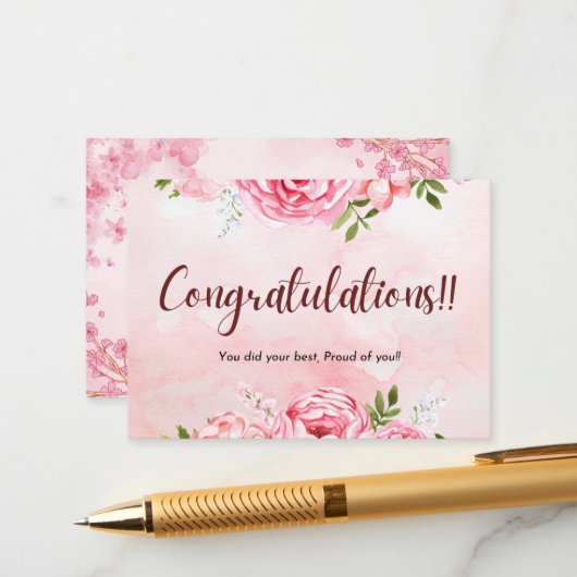 Congratulations Celebration Invitation Card Informatiekaartje (Voorkant / Achterkant in situ)