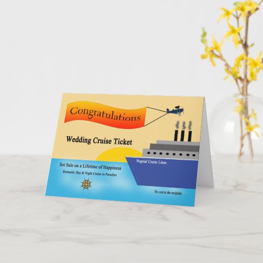Congratulations Cruise Ship Wedding Greeting Kaart (Gele Bloem)