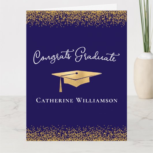Congratulations Custom Elegant Gold Graduation Kaart (Voorkant)