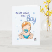 Congratulations - Cute Baby Boy Kaart (Gele Bloem)