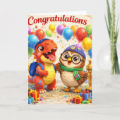 Congratulations, dinosaur and our success celebrat kaart (Voorkant)