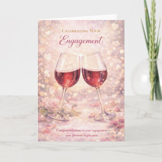Congratulations Engagement Card - Wine Glasses Kaart (Voorkant)