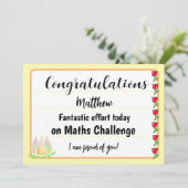 Congratulations Fantastic Effort Today Card Feestdagenkaart (Staand voorkant)