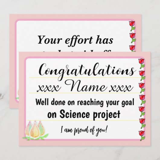 Congratulations Fantastic Effort Today Card Kaart (Voorkant / Achterkant)